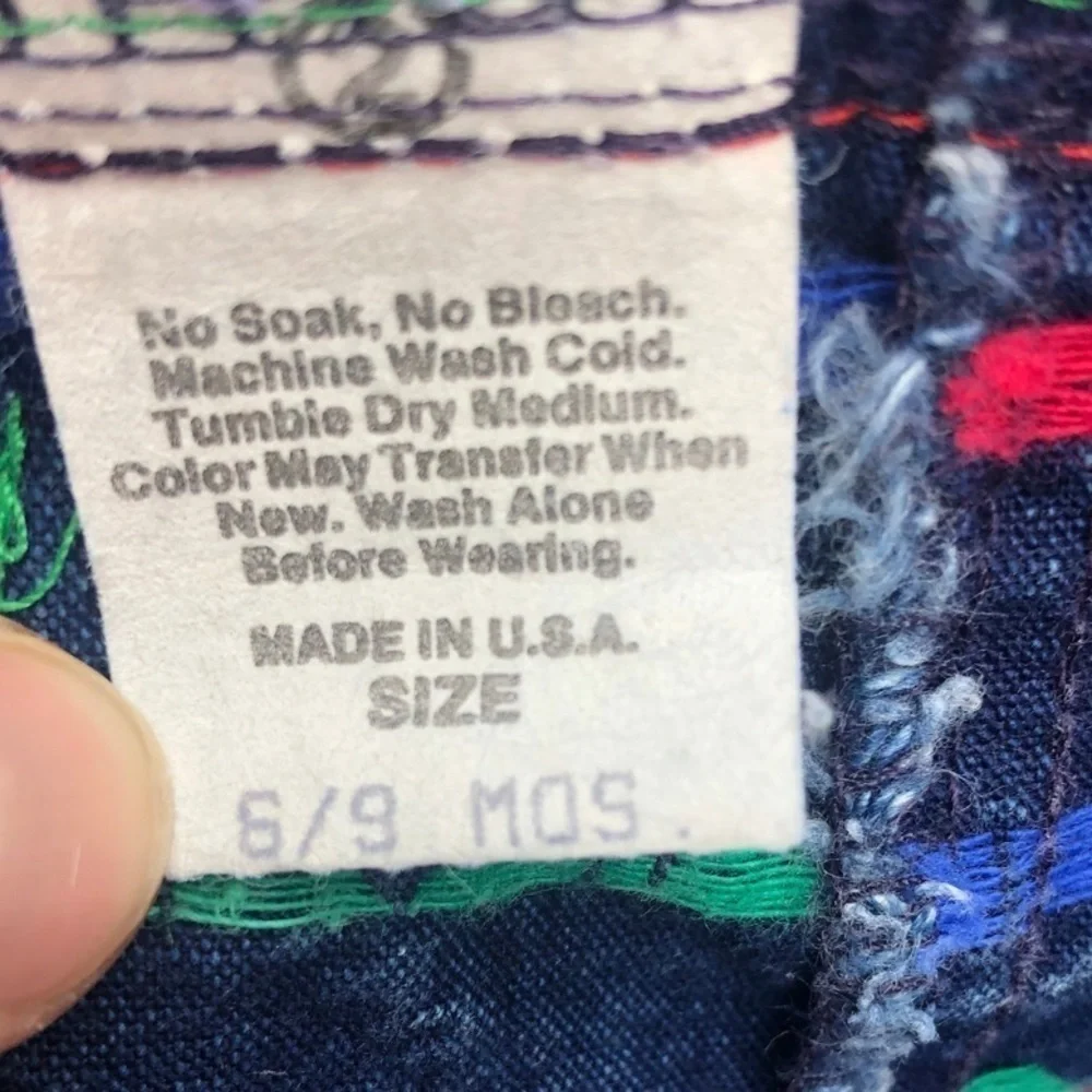 Vintage OshKosh B’gosh Made in USA Infant Overalls Geometric Shapes Sz 6-9mo